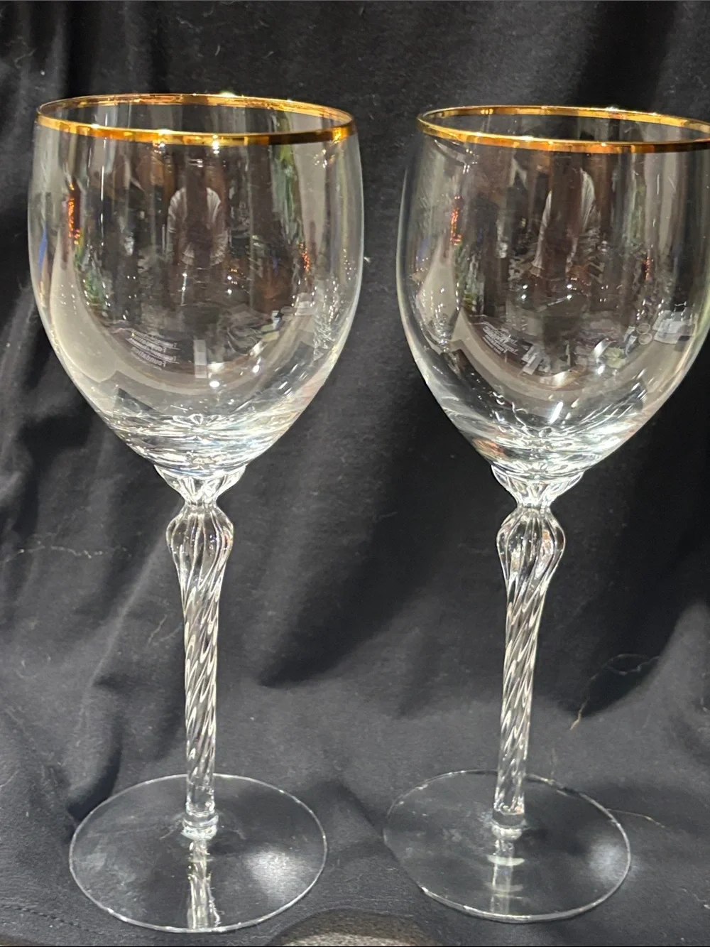 Vintage Lenox Monroe Elegant Gold-Rim Crystal Wine Gflasses- Set of 2